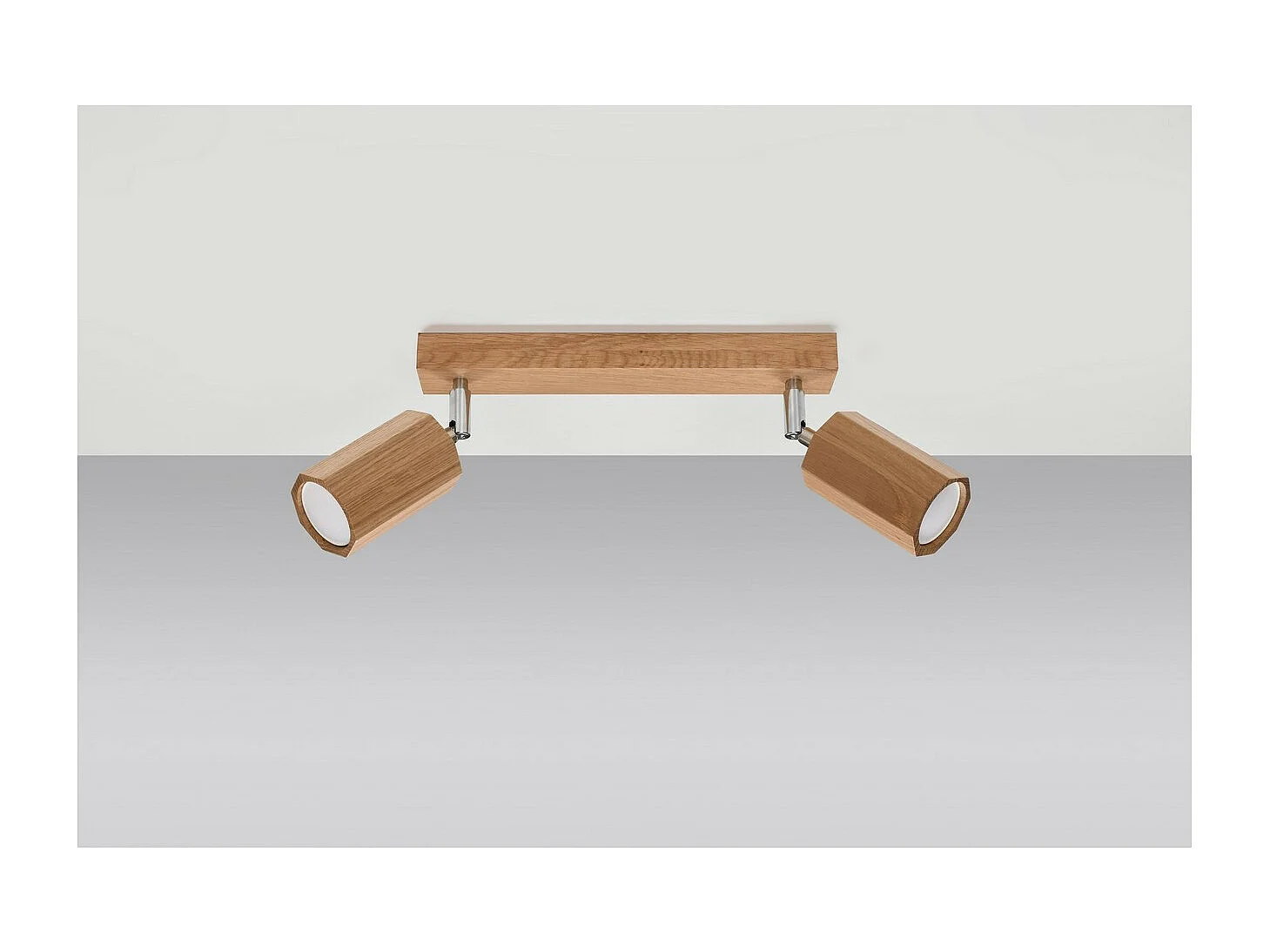 Sollux Lighting Zeke Spot de plafond double octogone en chêne bois, 2x GU10