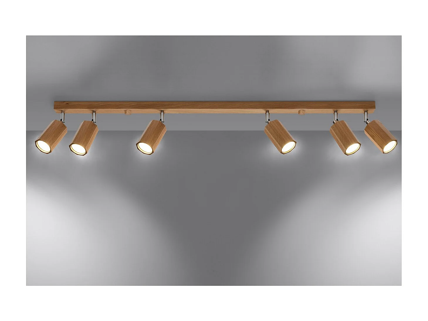 Sollux Lighting Zeke Faretto da soffitto in rovere Octagon Bar Wood, 6x GU10