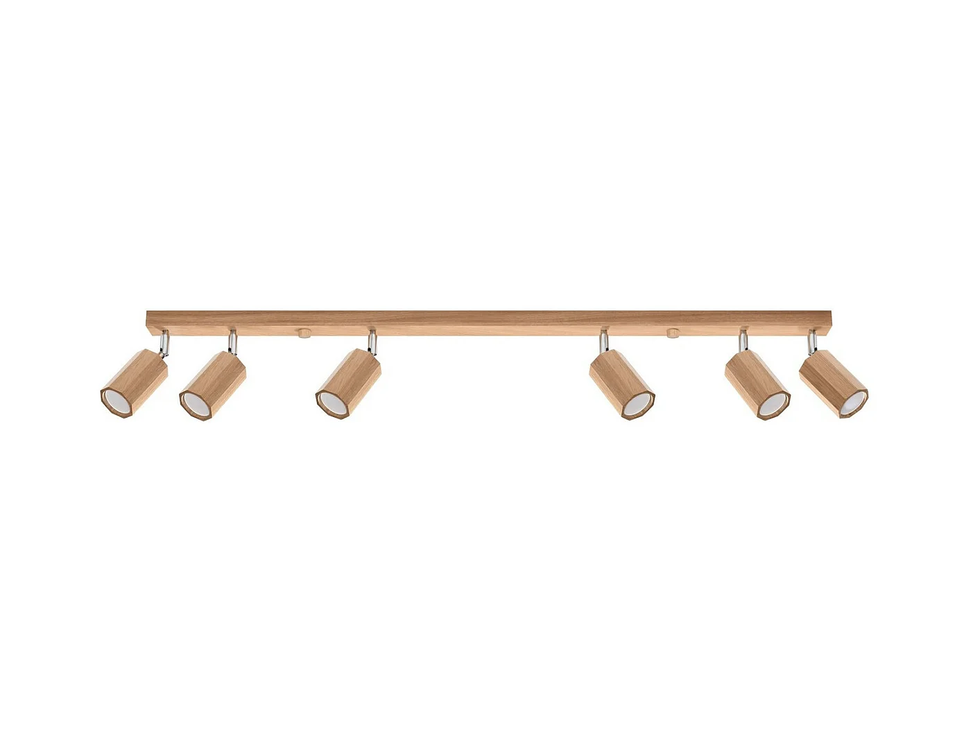 Sollux Lighting Zeke Barre de spots de plafond octogone en chêne, bois, 6x GU10