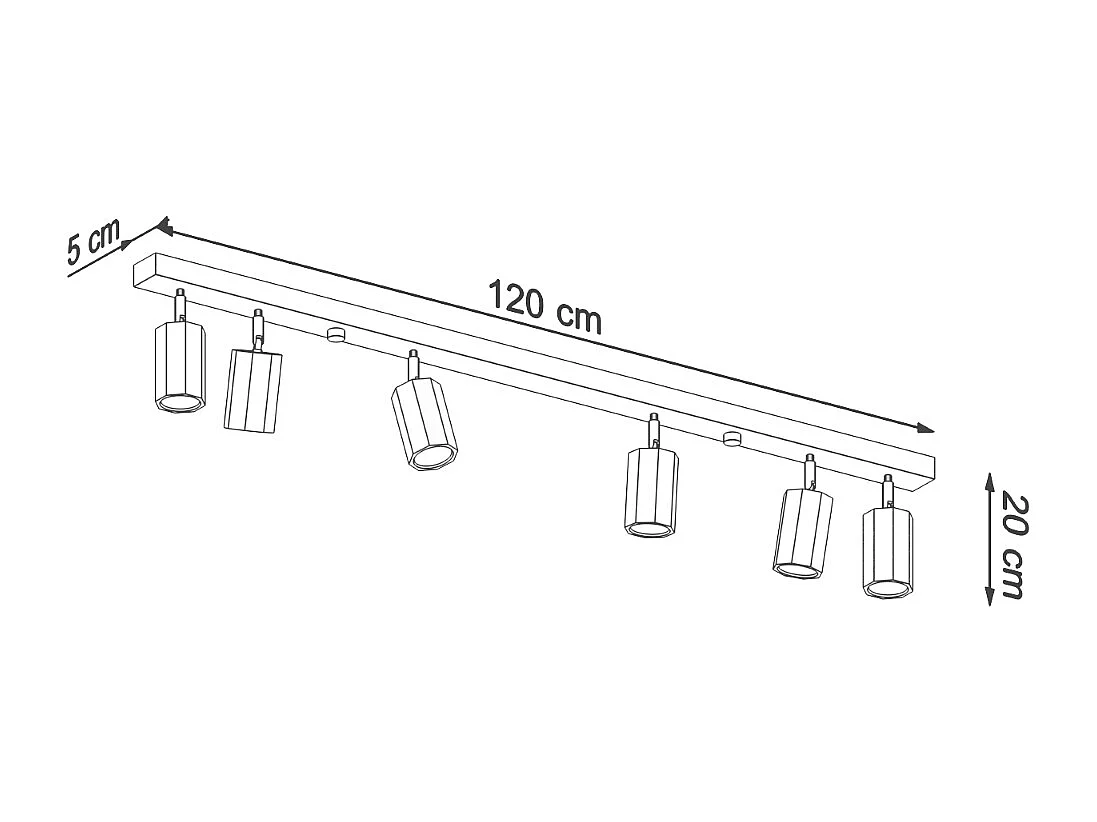 Sollux Lighting Zeke Barre de spots de plafond octogone en chêne, bois, 6x GU10