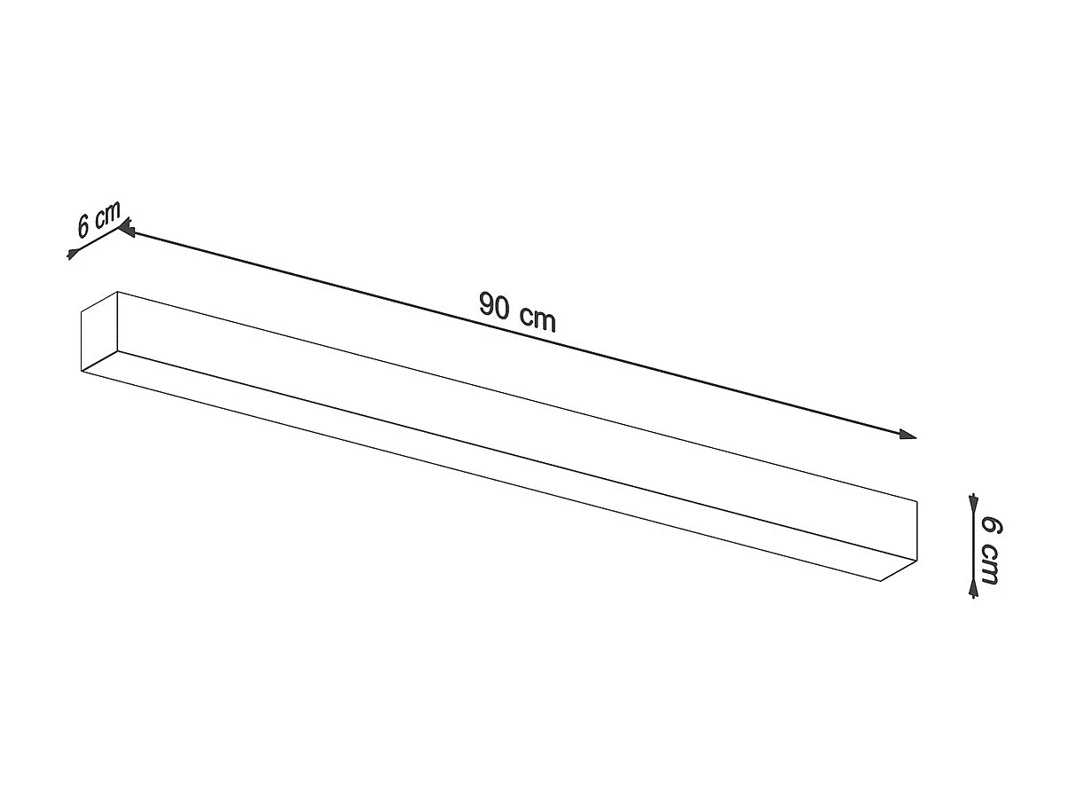 Plafony Minimalistyczny Pinne, Aluminium - 1 Źródło - L.90 X H.6 Cm - Szary