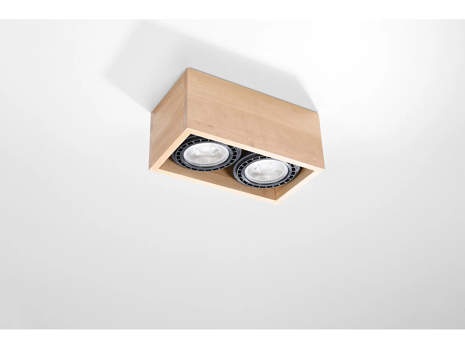 Sollux QUATRO Downlights Rectangulaires Doubles Plafonniers Flush Light Bois Naturel GU10