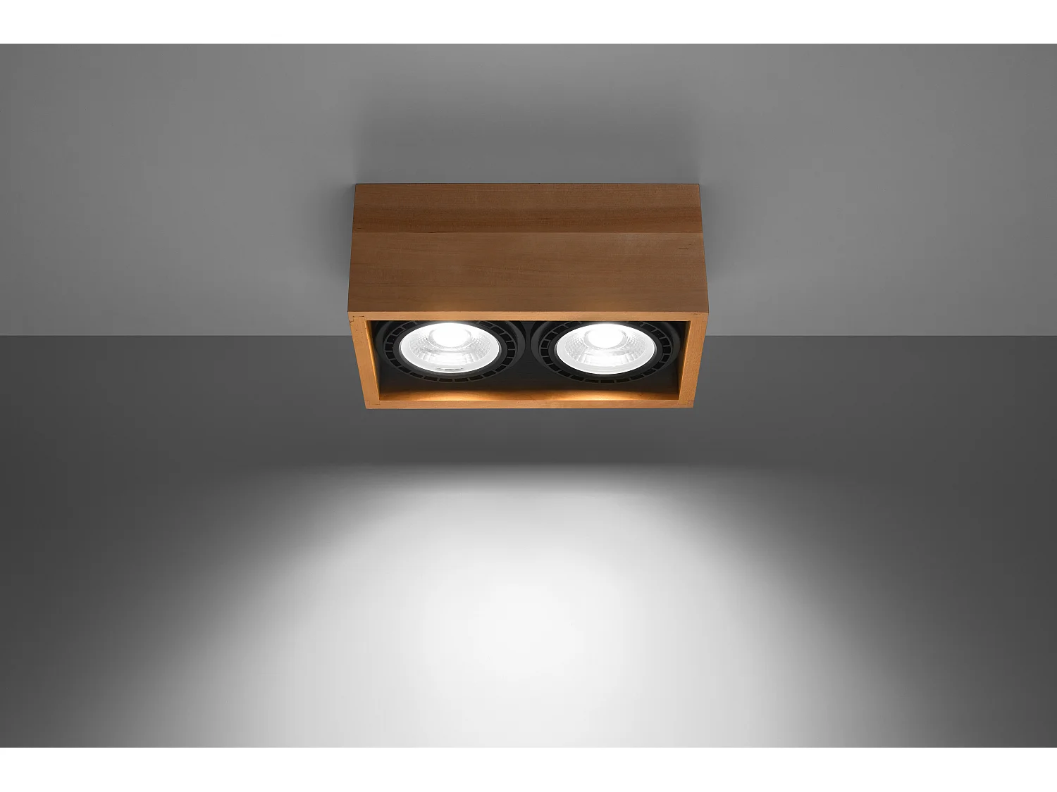Sollux QUATRO Downlights Rectangulaires Doubles Plafonniers Flush Light Bois Naturel GU10