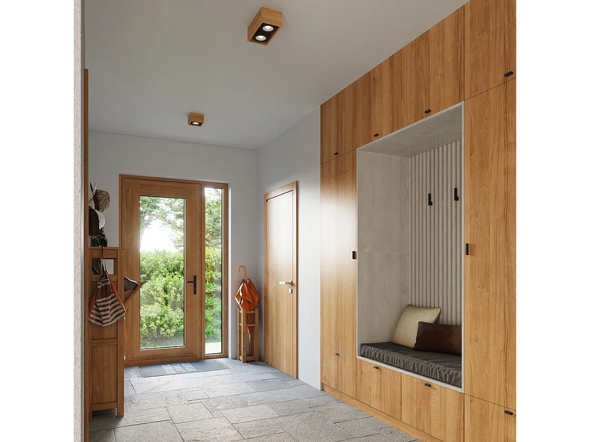 Sollux QUATRO Downlights Rectangulaires Doubles Plafonniers Flush Light Bois Naturel GU10