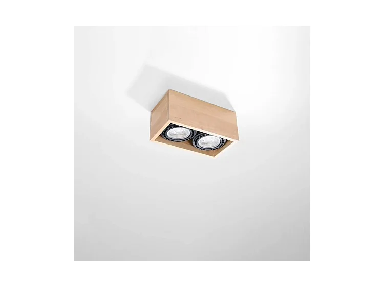 Sollux QUATRO Downlights Rectangulaires Doubles Plafonniers Flush Light Bois Naturel GU10