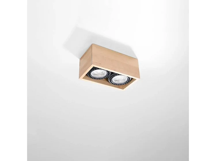 Plafondlampen Quatro Scandinavisch Van  - 2 Lichtbronnen - L.27 X H.10 Cm - Natuurlijk Hout