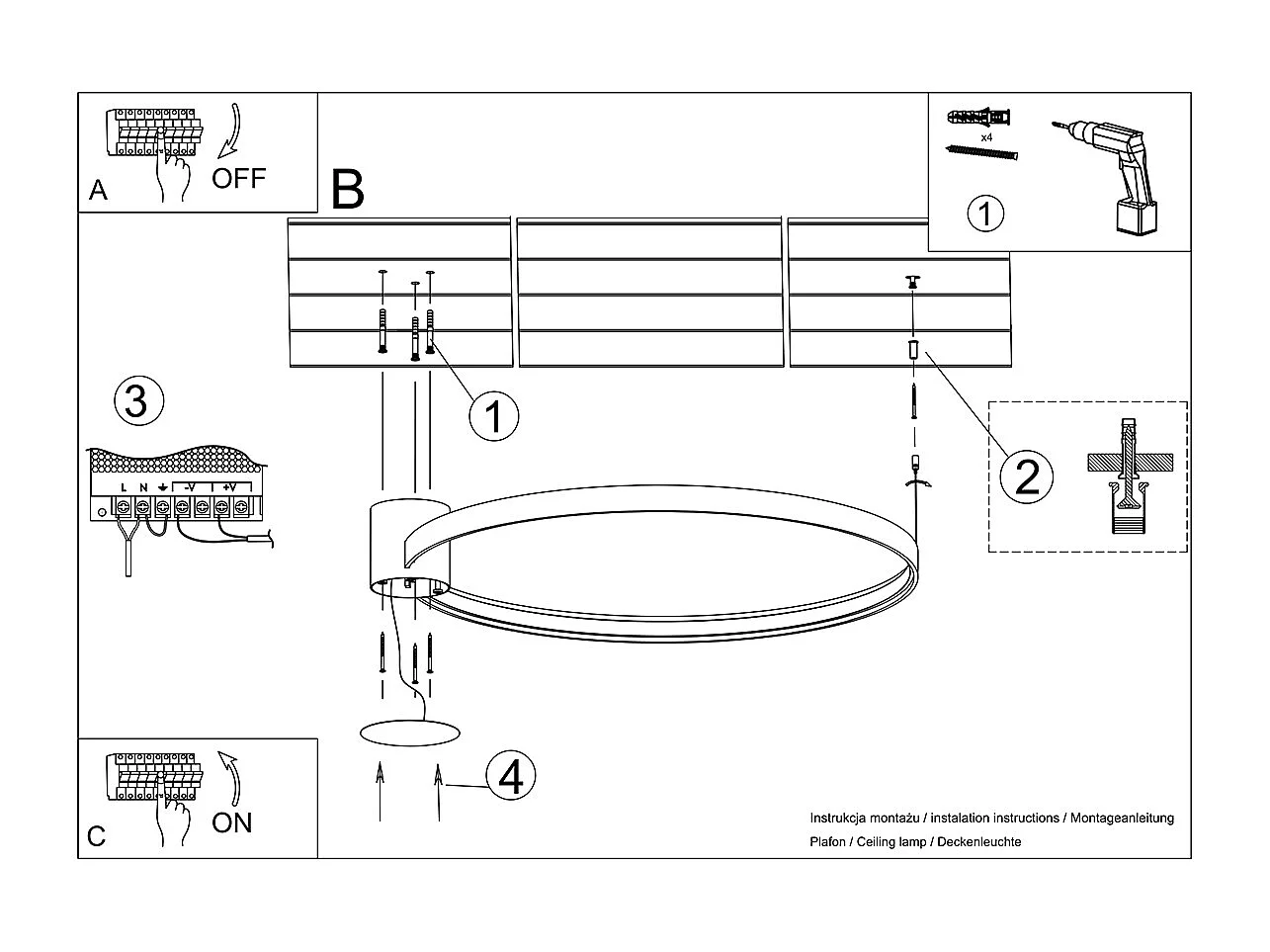 Sollux Lighting Rio Semi-encastré à LED intégré, blanc, 4000K, 5520lm