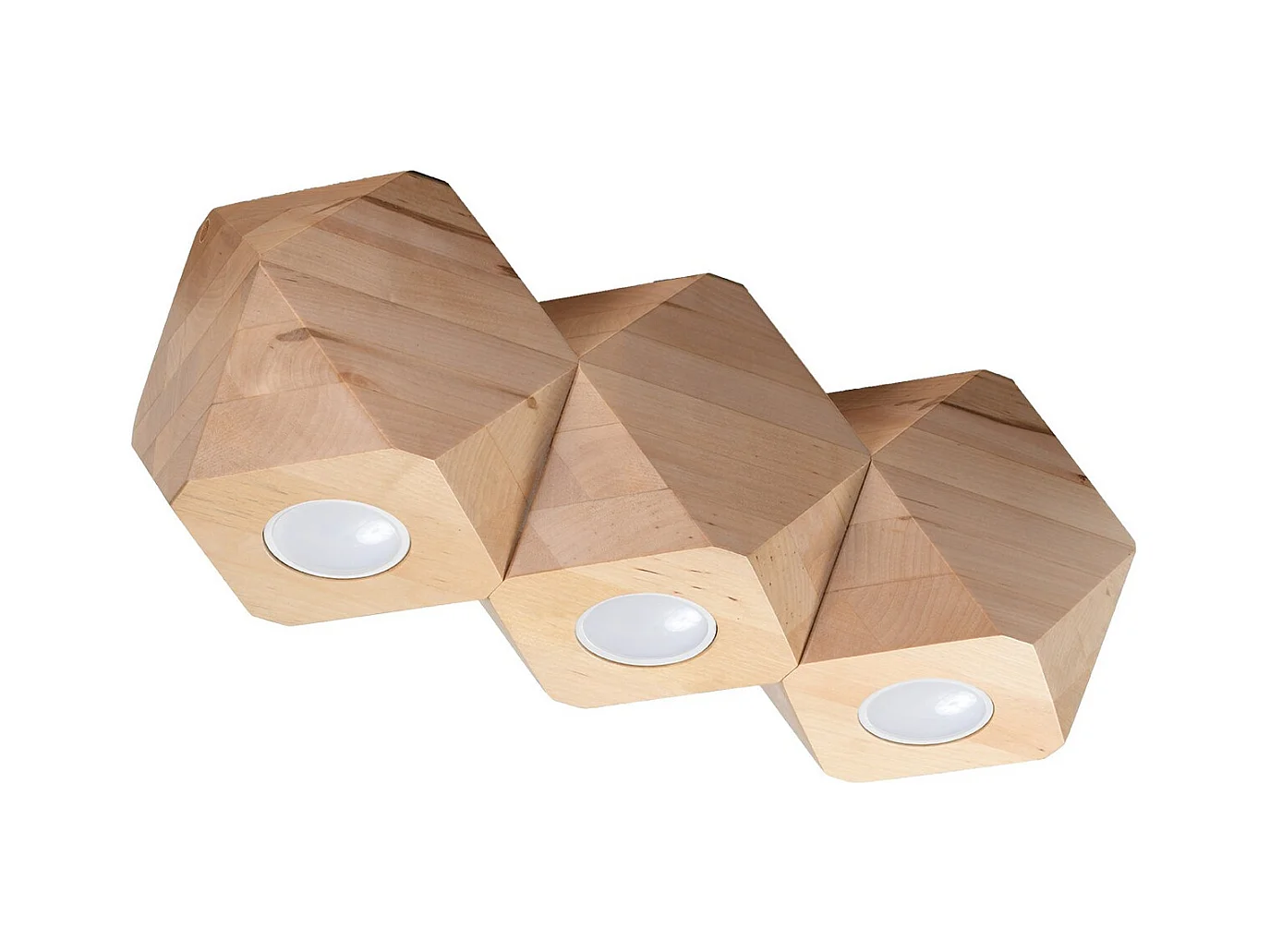 Sollux Lighting Woody Downlight monté en surface, bois naturel, 3x GU10