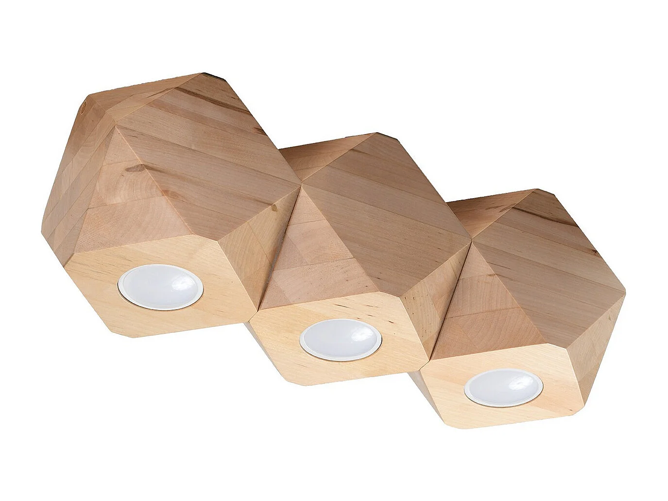 Plafondlampen Woody Scandinavisch Van  - 3 Lichtbronnen - L.36 X H.12 Cm - Natuurlijk Hout