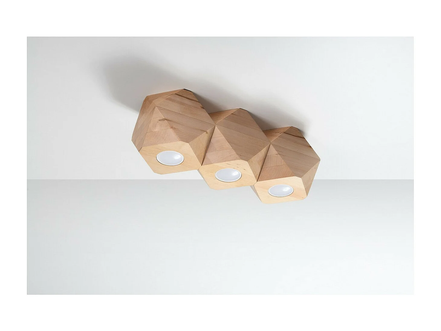 Plafondlampen Woody Scandinavisch Van  - 3 Lichtbronnen - L.36 X H.12 Cm - Natuurlijk Hout