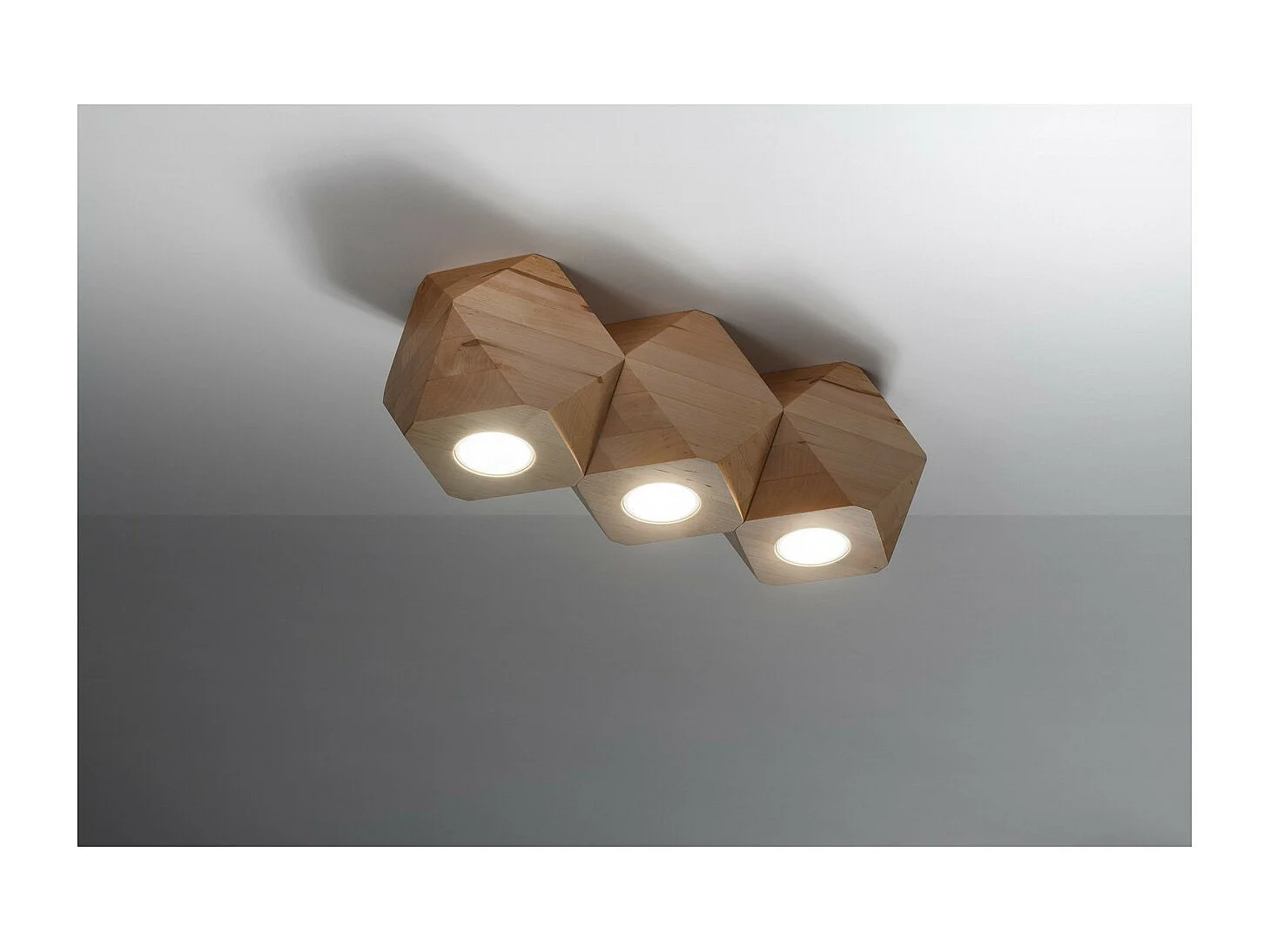 Plafondlampen Woody Scandinavisch Van  - 3 Lichtbronnen - L.36 X H.12 Cm - Natuurlijk Hout