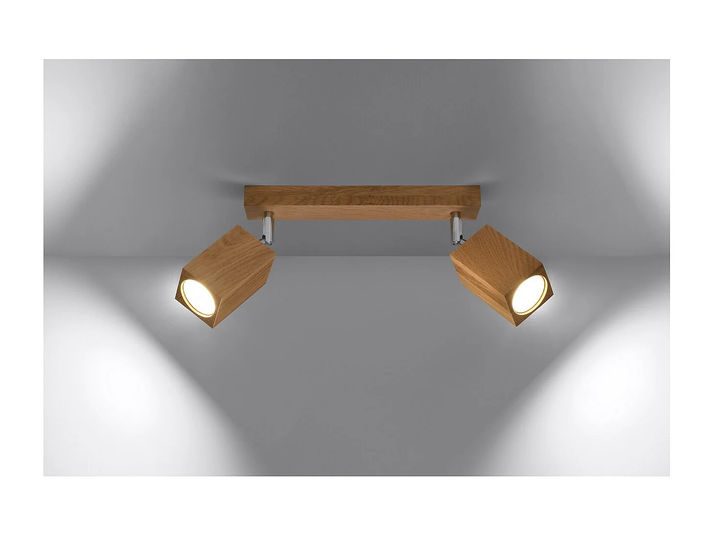 Sollux Lighting Keke Foco de Techo Twin Cuadrado Roble Madera, 2x GU10