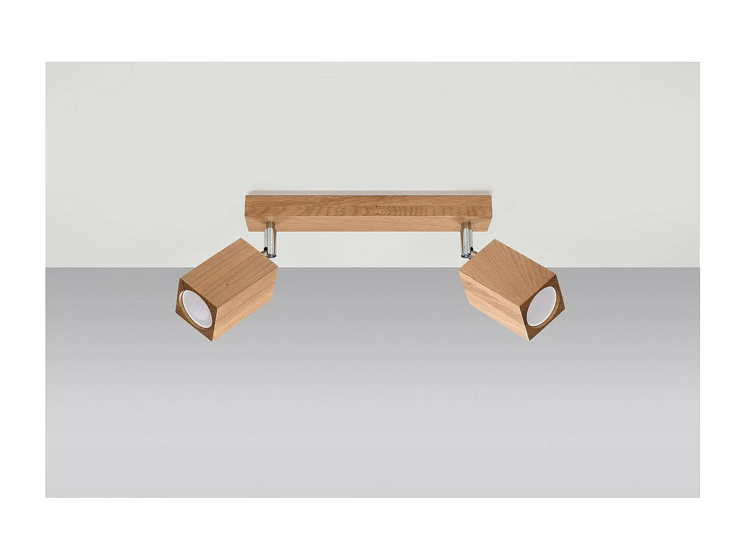 Sollux Lighting Keke Faretto da soffitto doppio quadrato in quercia in legno, 2x GU10