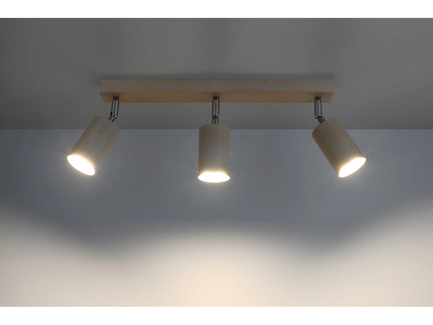 Plafondlampen Berg Scandinavisch Van  - 3 Lichtbronnen - L.45 X H.20 Cm - Natuurlijk Hout