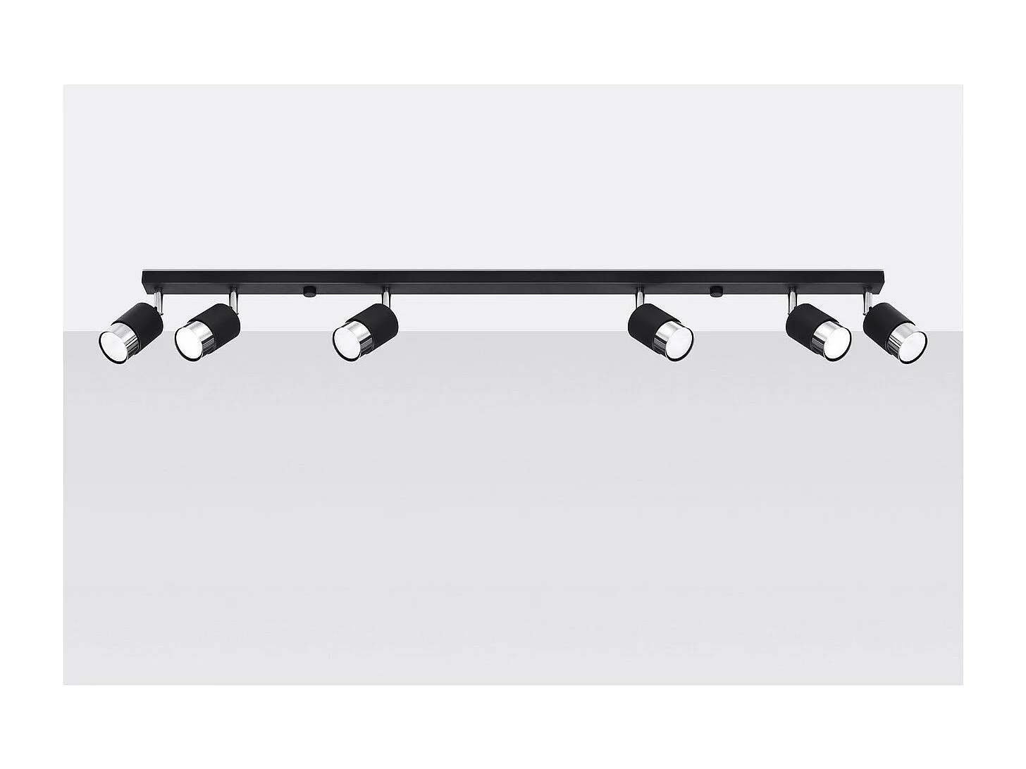 Sollux Lighting Nero Barre de spots de plafond, noir/chrome, 6x GU10