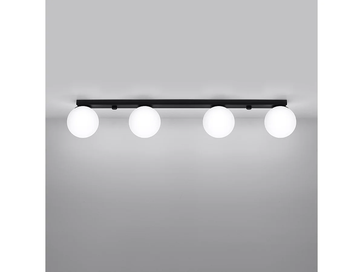 Plafondlampen Yoli Modern Van  - 4 Lichtbronnen - L.88 X H.14,5 Cm - Zwart