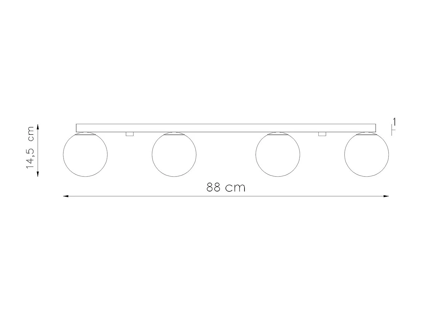 Plafondlampen Yoli Modern Van  - 4 Lichtbronnen - L.88 X H.14,5 Cm - Zwart