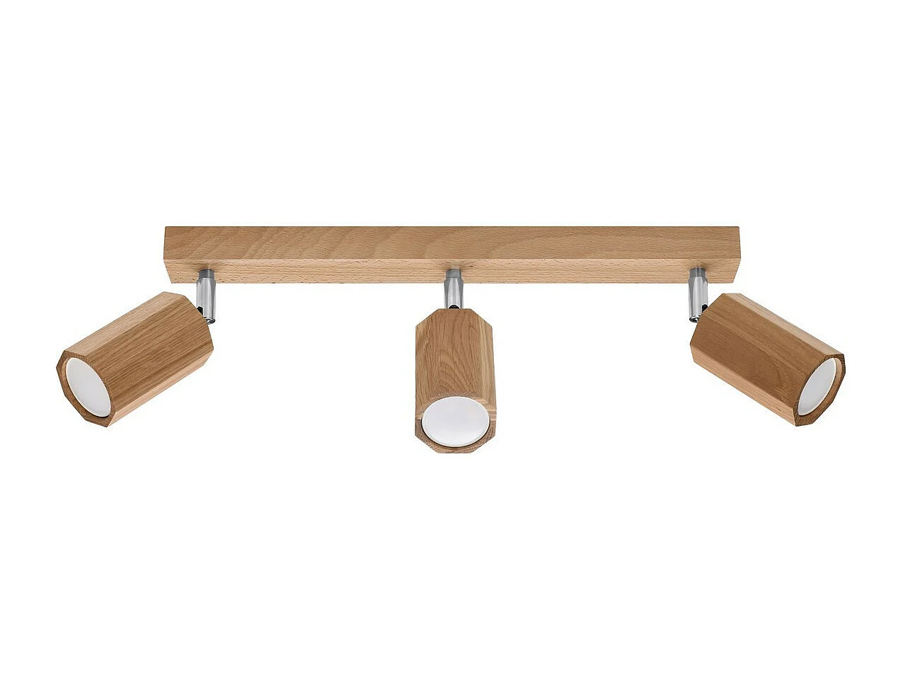 Sollux Lighting Zeke Barre de spots de plafond octogone en chêne, bois, 3x GU10