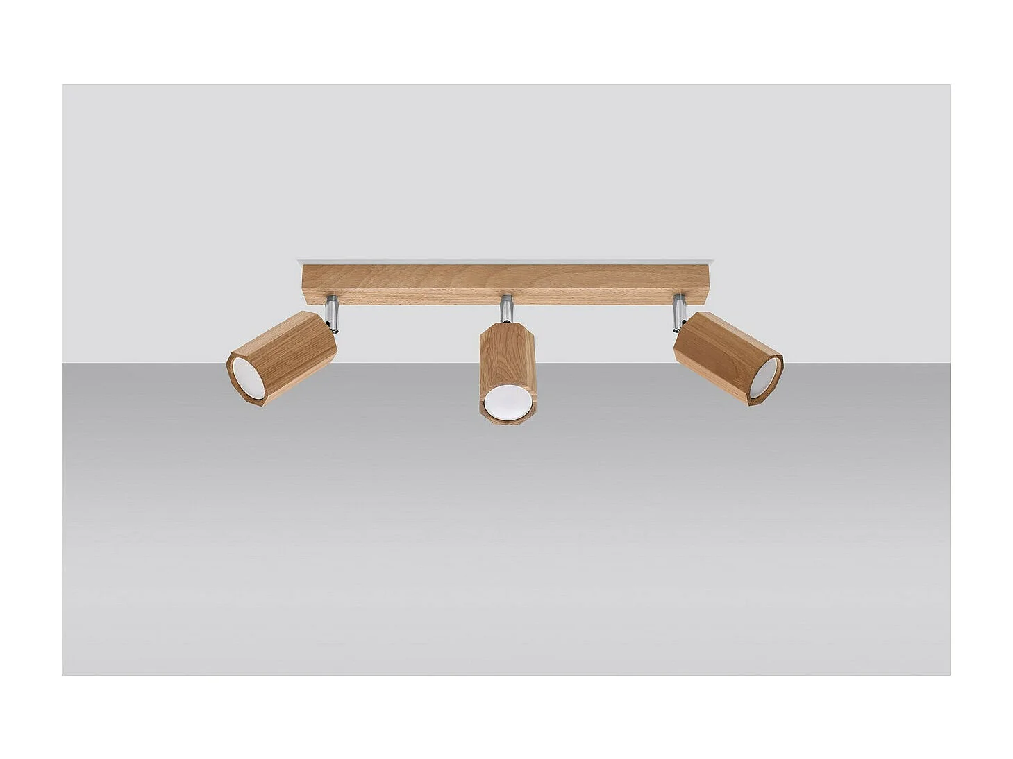 Sollux Lighting Zeke Barre de spots de plafond octogone en chêne, bois, 3x GU10