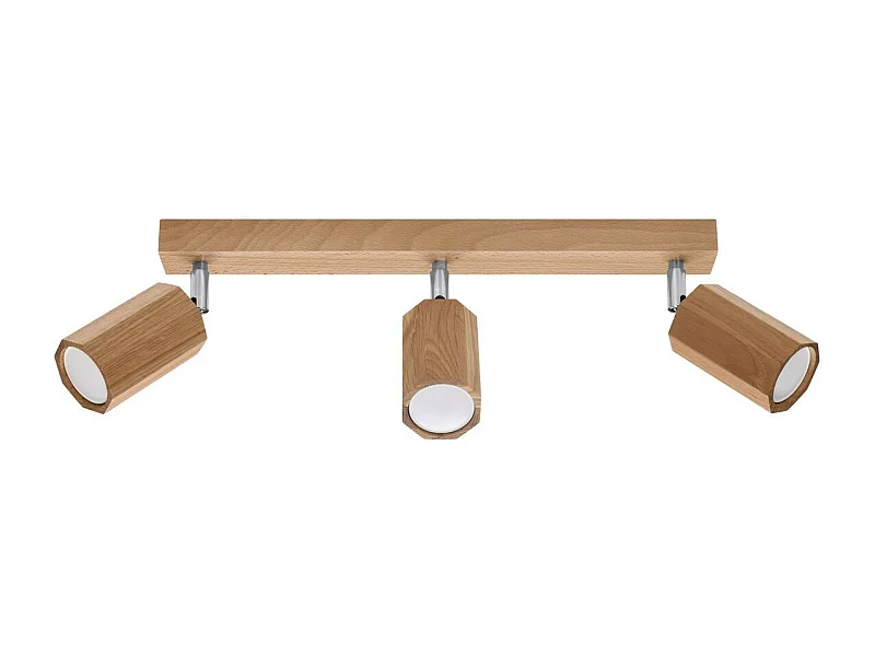 Sollux Lighting Zeke Barre de spots de plafond octogone en chêne, bois, 3x GU10
