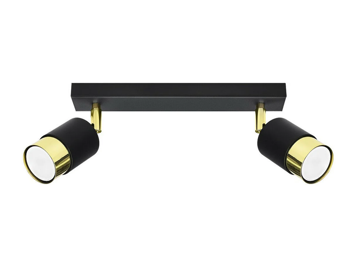 Sollux Lighting Nero Spot de plafond Twin, noir/doré, 2x GU10