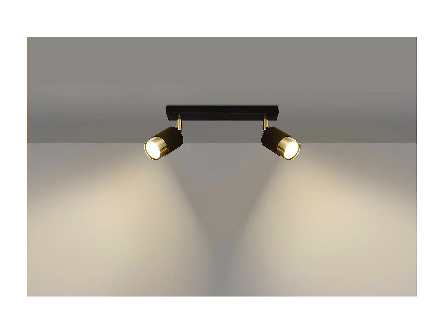 Sollux Lighting Nero Spot de plafond Twin, noir/doré, 2x GU10