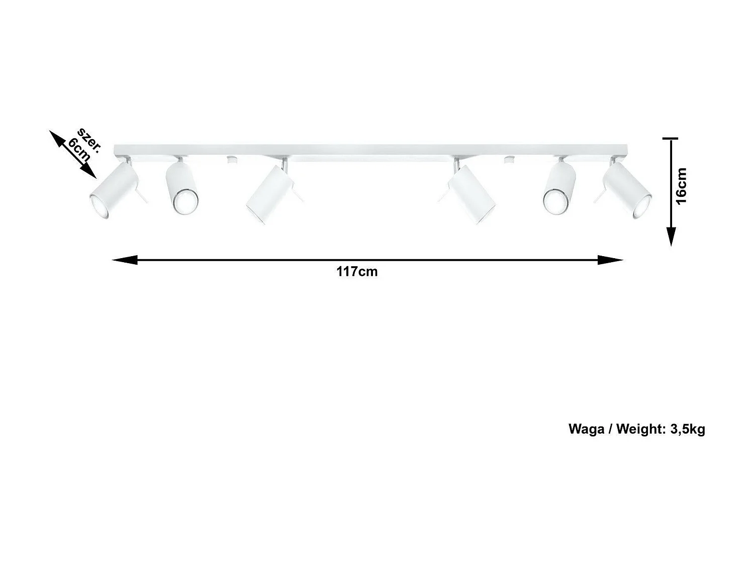 Sollux RING - 6 Light Spotlight Bar Bianco, GU10
