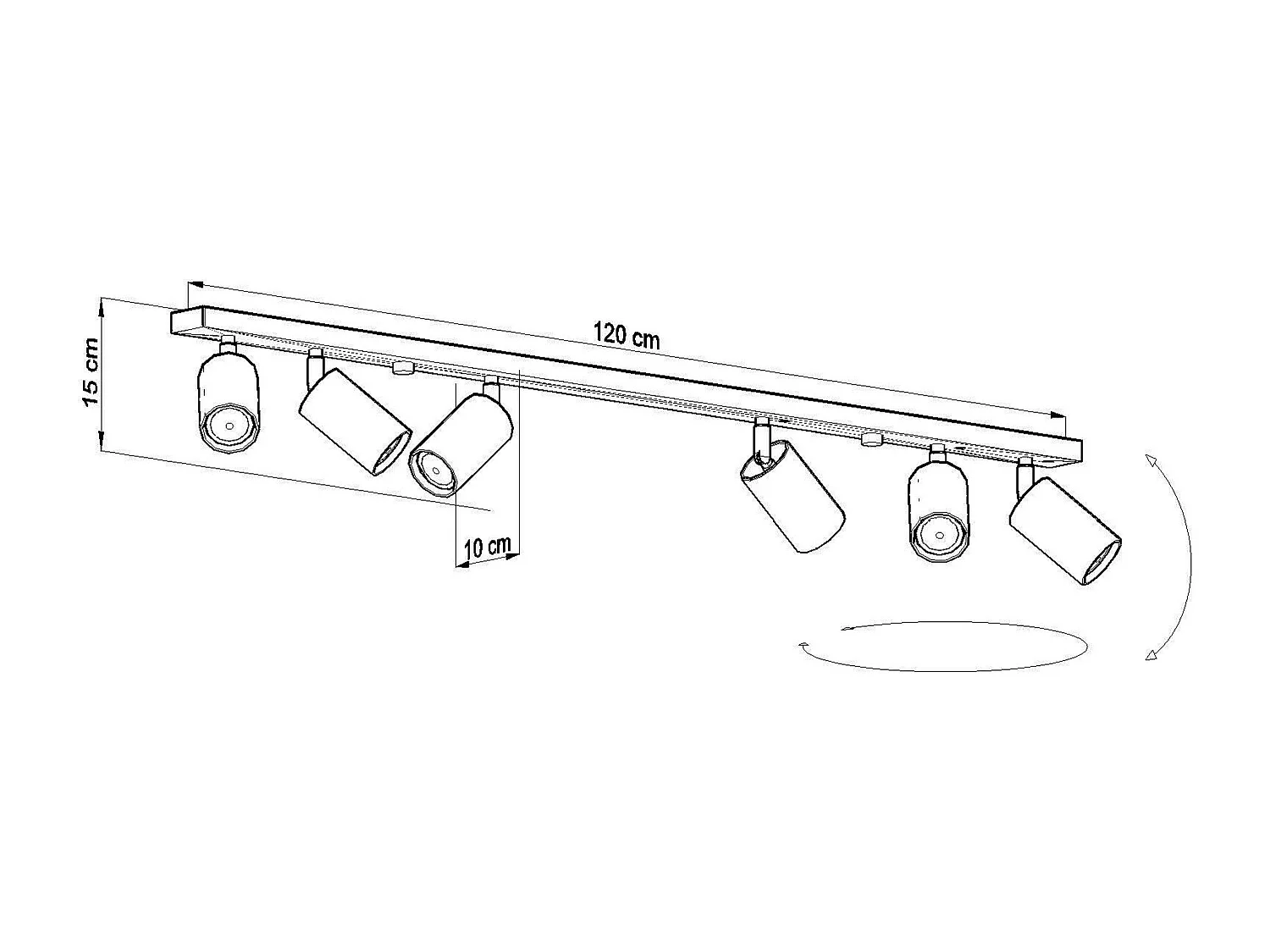 Sollux RING - 6 Light Spotlight Bar Grigio, GU10