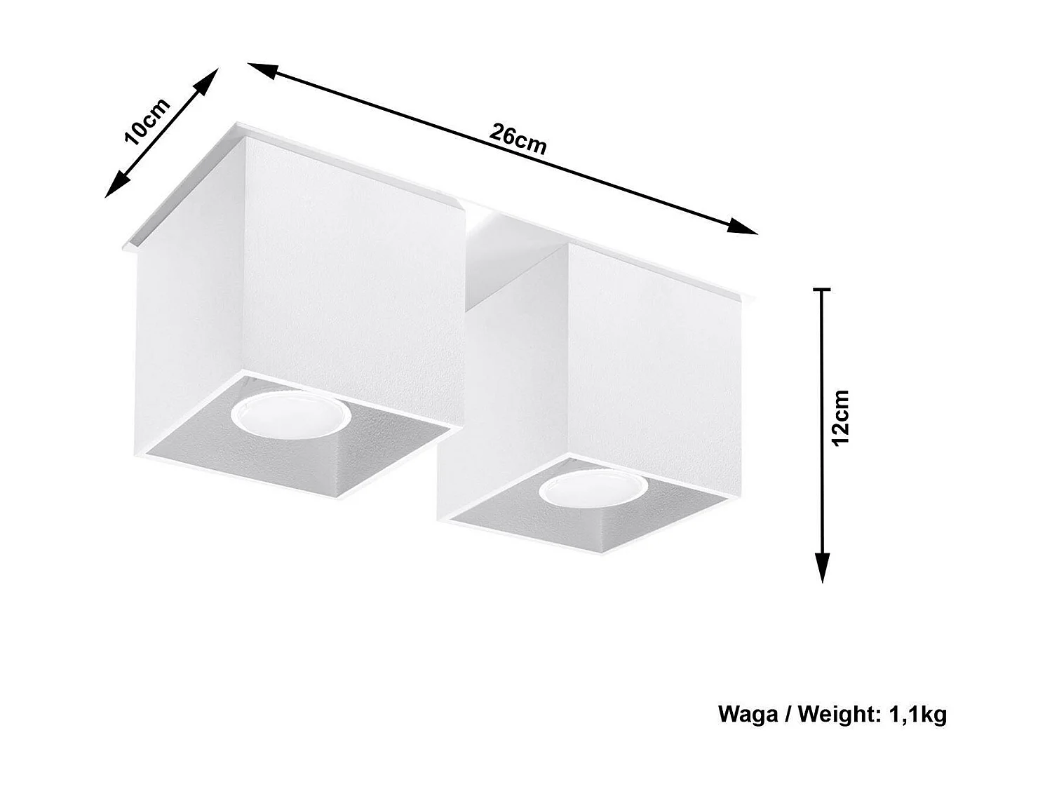 Sollux QUAD Downlight à 2 lumières, blanc, GU10