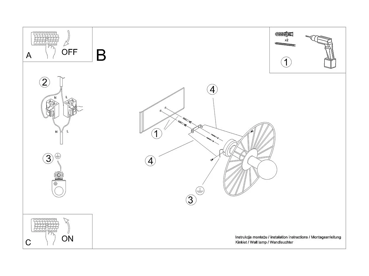 Sollux Lighting Sirkel Applique murale, noir, 45m, 1x E27