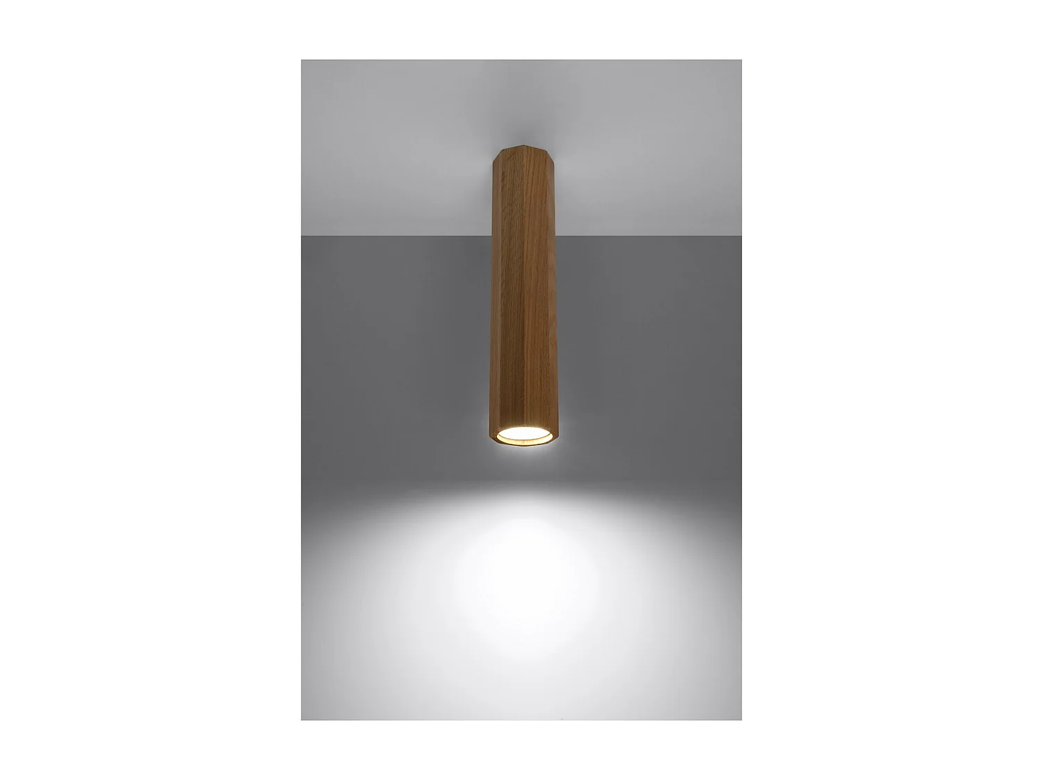 Sollux Lighting Zeke Bois de plafonnier octogonal monté en surface en chêne, 17,5 cm
