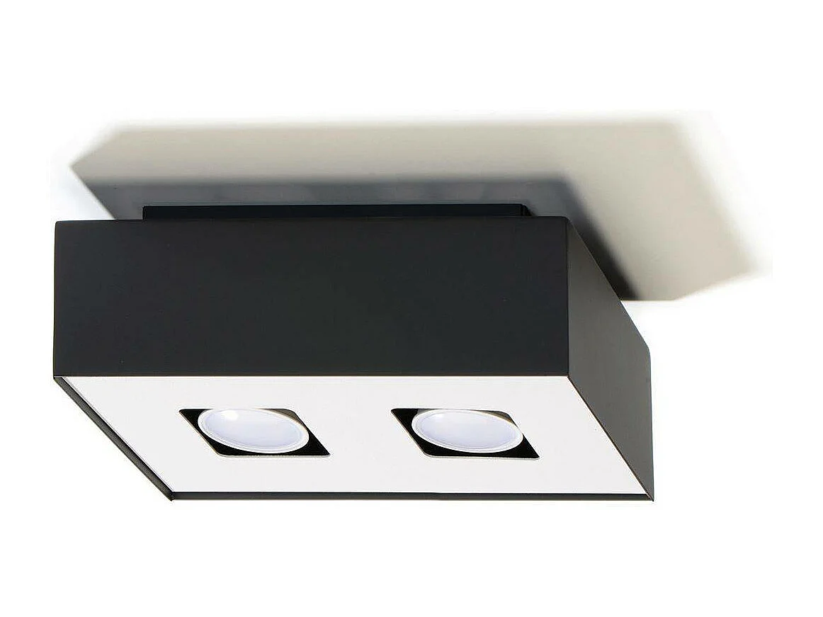 Sollux MONO - Lámpara de techo empotrada de 2 luces en blanco y negro, GU10