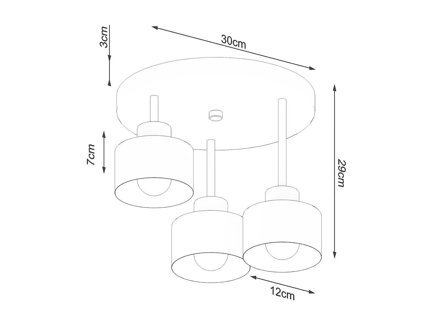 Luminárias De Teto Savar Moderno, Aço - 3 Lichtbronnen - L.32 X H.29 Cm - Preto