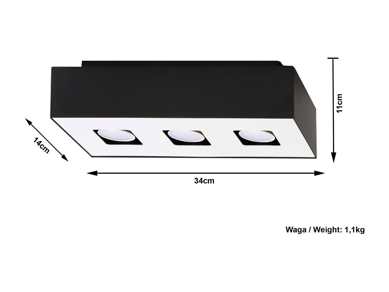 Plafon MONO 3 czarny