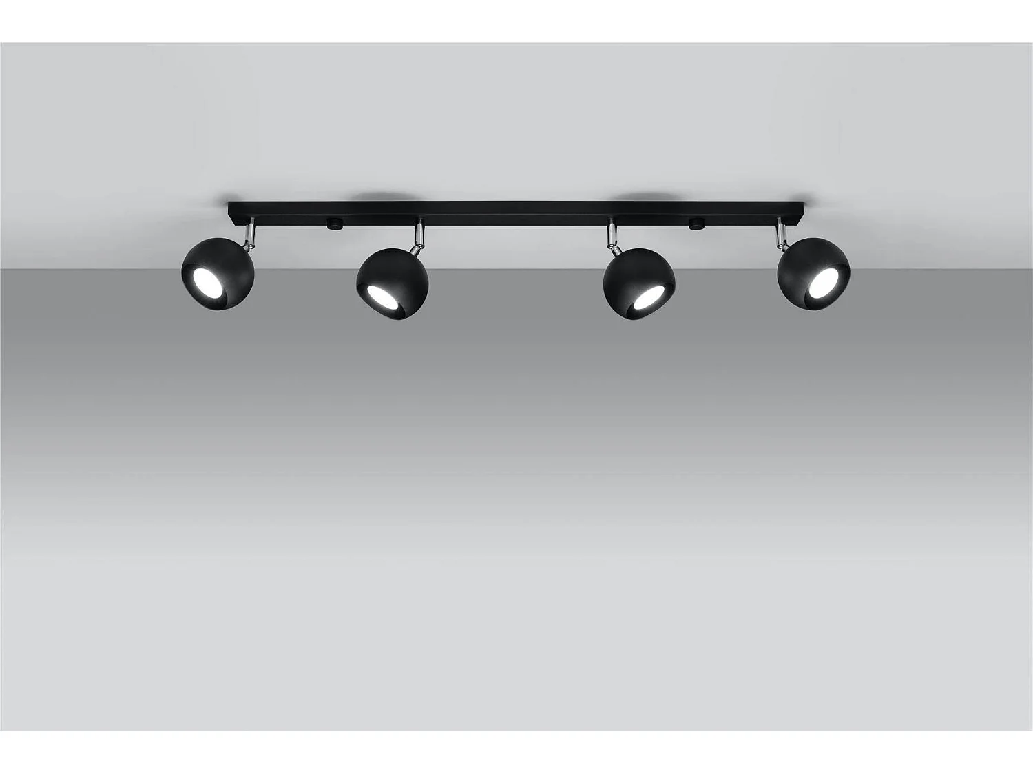 Luminárias De Teto Oculare Moderno, Aço - 4 Lichtbronnen - L.80 X H.16 Cm - Preto