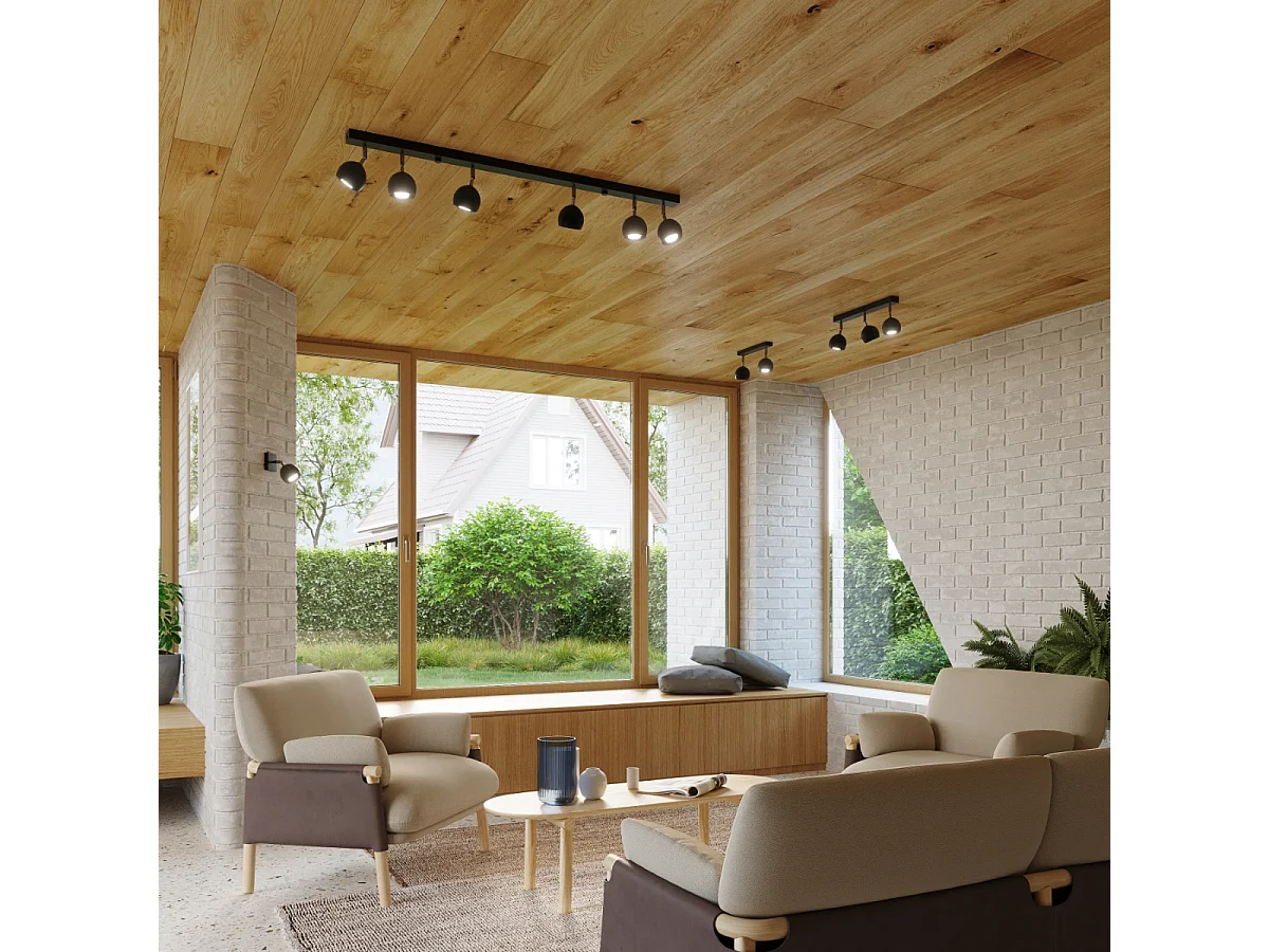 Luminárias De Teto Oculare Moderno, Aço - 4 Lichtbronnen - L.80 X H.16 Cm - Preto