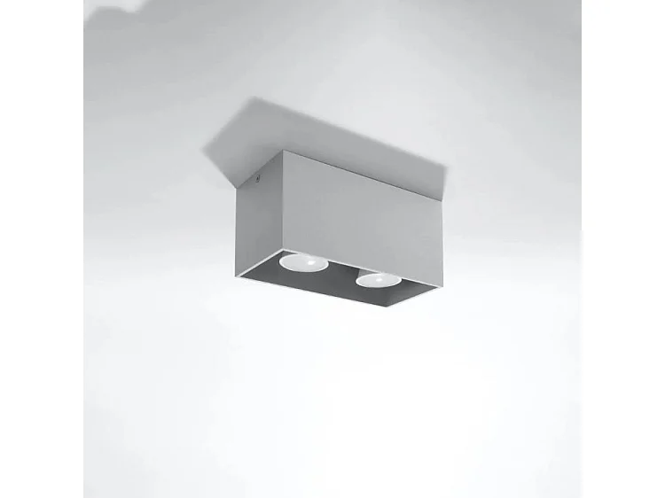 Deckenlampen Quad Modern Aus  Aluminium - 2 Lichtquellen - L.20 X H. Cm - Grau
