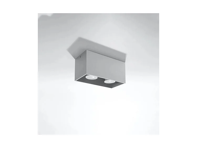 Plafonniers Quad Moderne En Aluminium - 2 Sources Lumineuses - L.20 X H.10 Cm - Gris