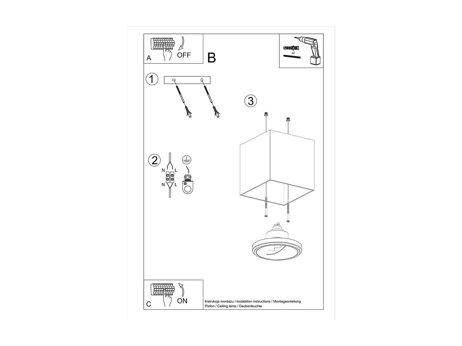 Sollux BLAKE Plafonniers encastrables Carré Plafonnier Blanc GU10