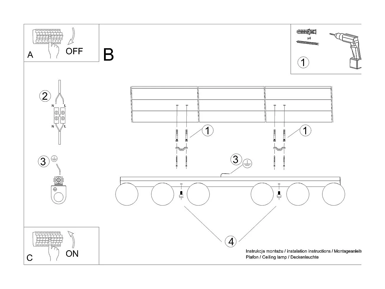 Sollux Yoli Globe Deckenleuchte Weiß