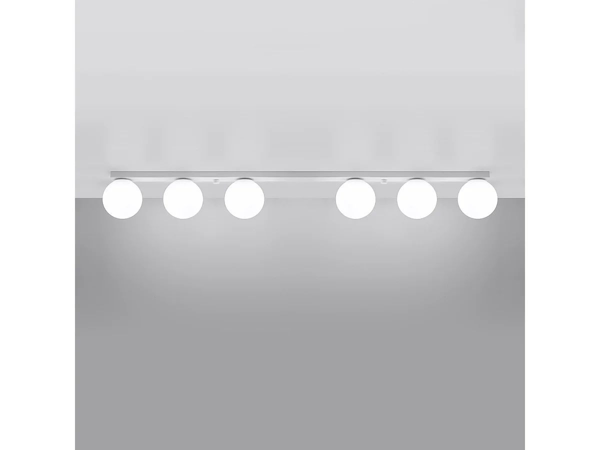 Plafondlampen Yoli Modern Van  - 6 Lichtbronnen - L.120 X H.14,5 Cm - Wit