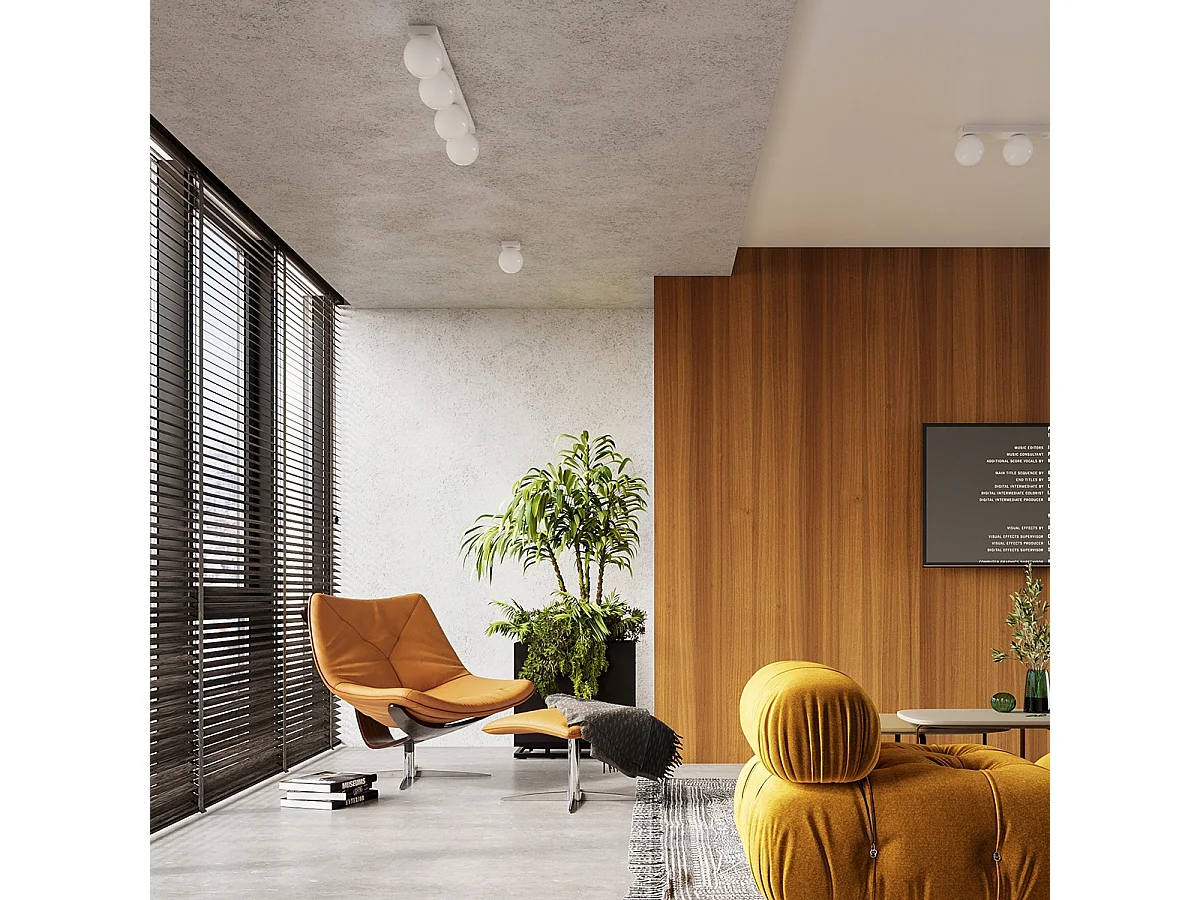 Plafondlampen Yoli Modern Van  - 6 Lichtbronnen - L.120 X H.14,5 Cm - Wit