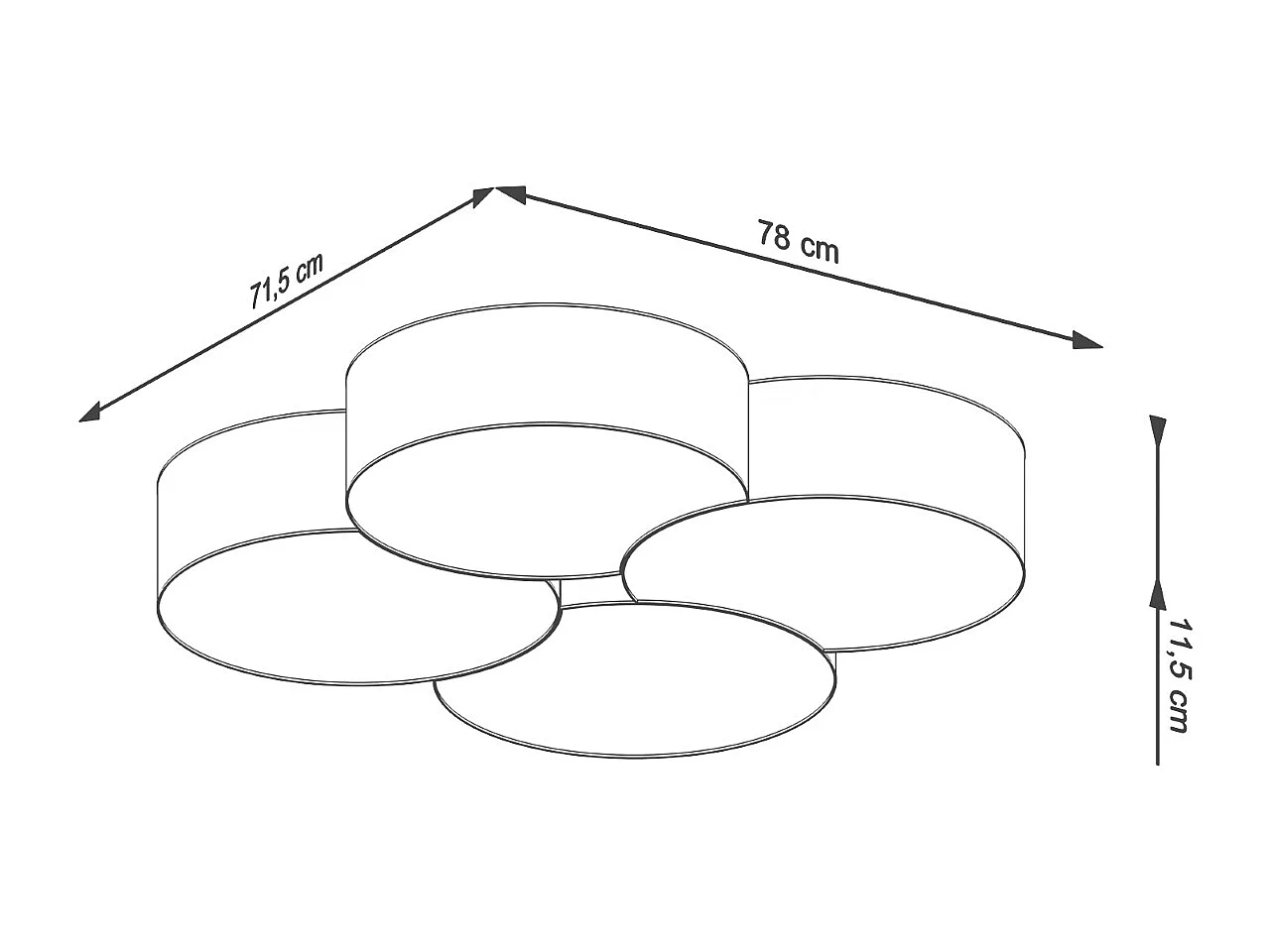 Luminárias De Teto Circle Moderno, Pvc - 8 Lichtbronnen - L.78 X H.11.5 Cm - Branco