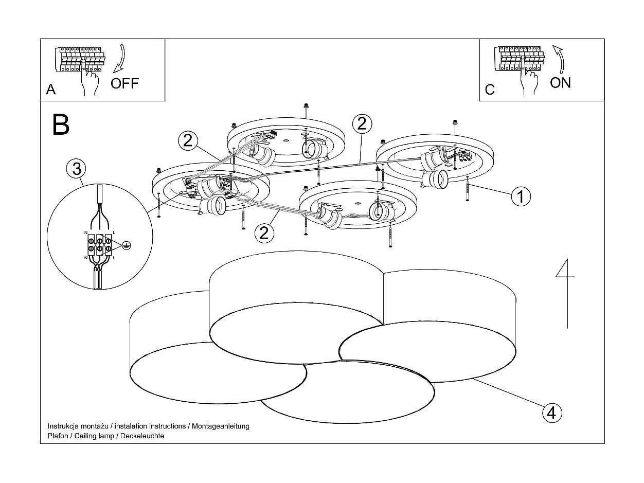Luminárias De Teto Circle Moderno, Pvc - 8 Lichtbronnen - L.78 X H.11.5 Cm - Branco
