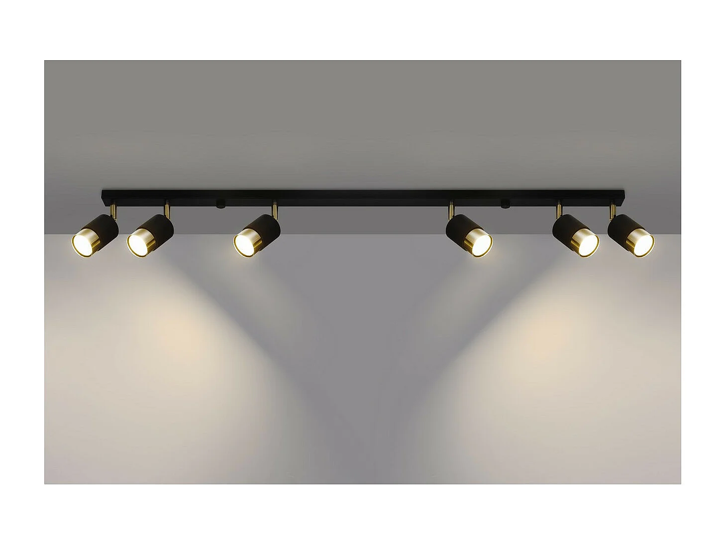 Sollux Lighting Nero Barre de spots de plafond, noir/doré, 6x GU10