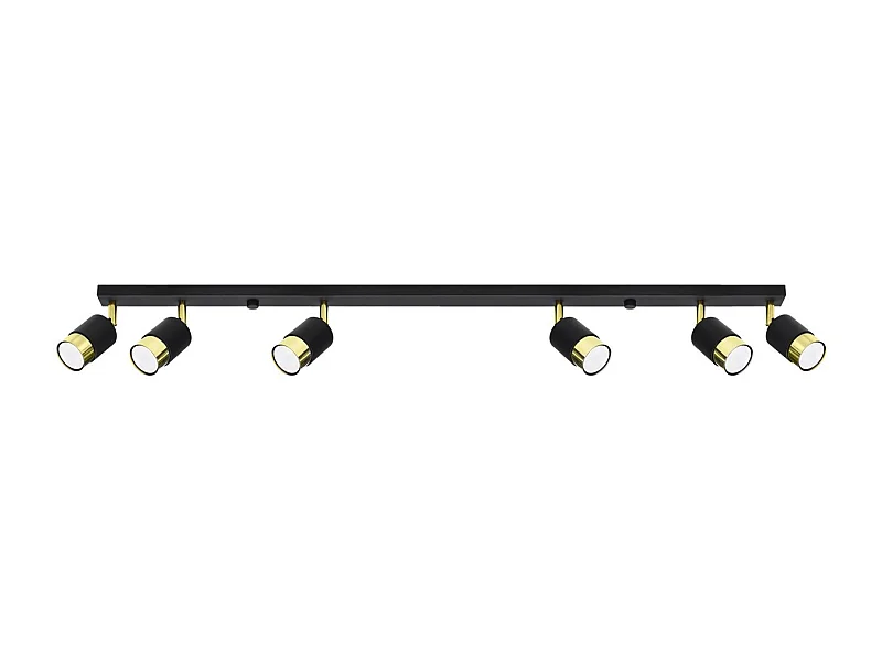 Sollux Lighting Nero Faretto da soffitto a barra, nero/dorato, 6x GU10