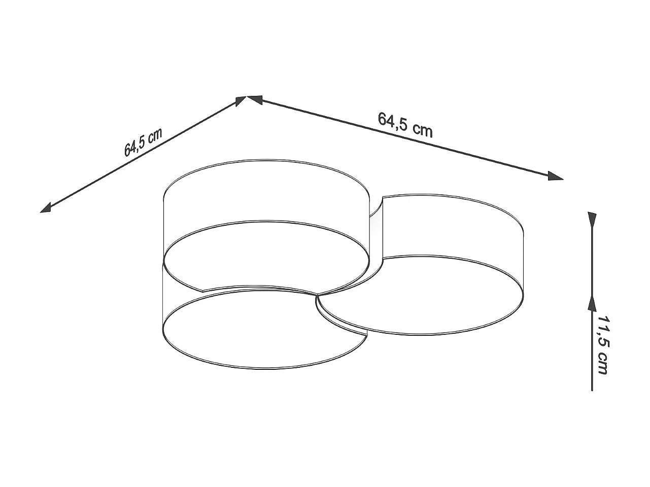 Plafondlampen Circle Modern Van  - 6 Lichtbronnen - L.64,5 X H.11,5 Cm - Wit