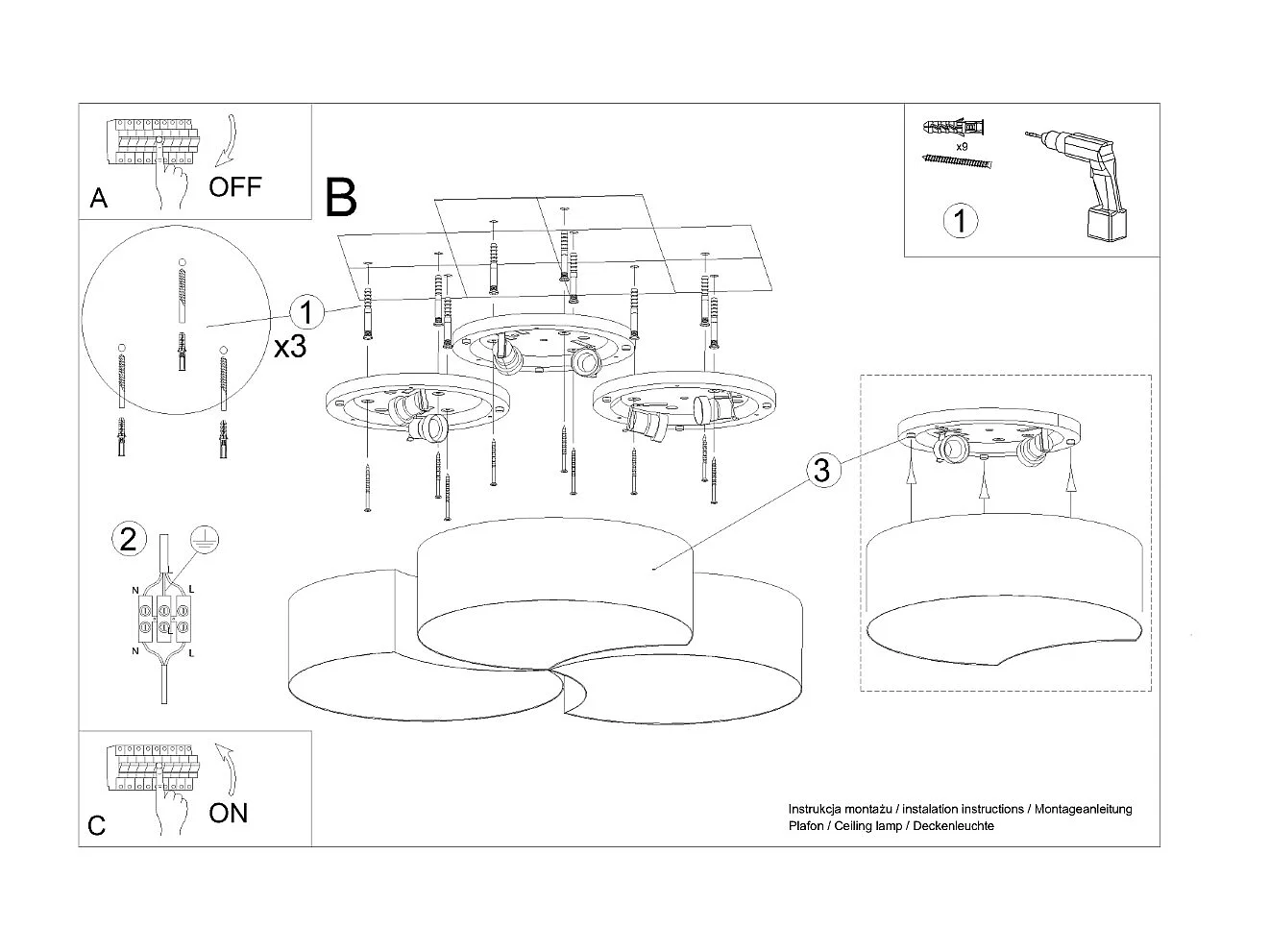Plafondlampen Circle Modern Van  - 6 Lichtbronnen - L.64,5 X H.11,5 Cm - Wit