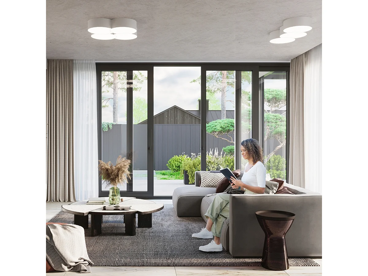 Plafondlampen Circle Modern Van  - 6 Lichtbronnen - L.64,5 X H.11,5 Cm - Wit