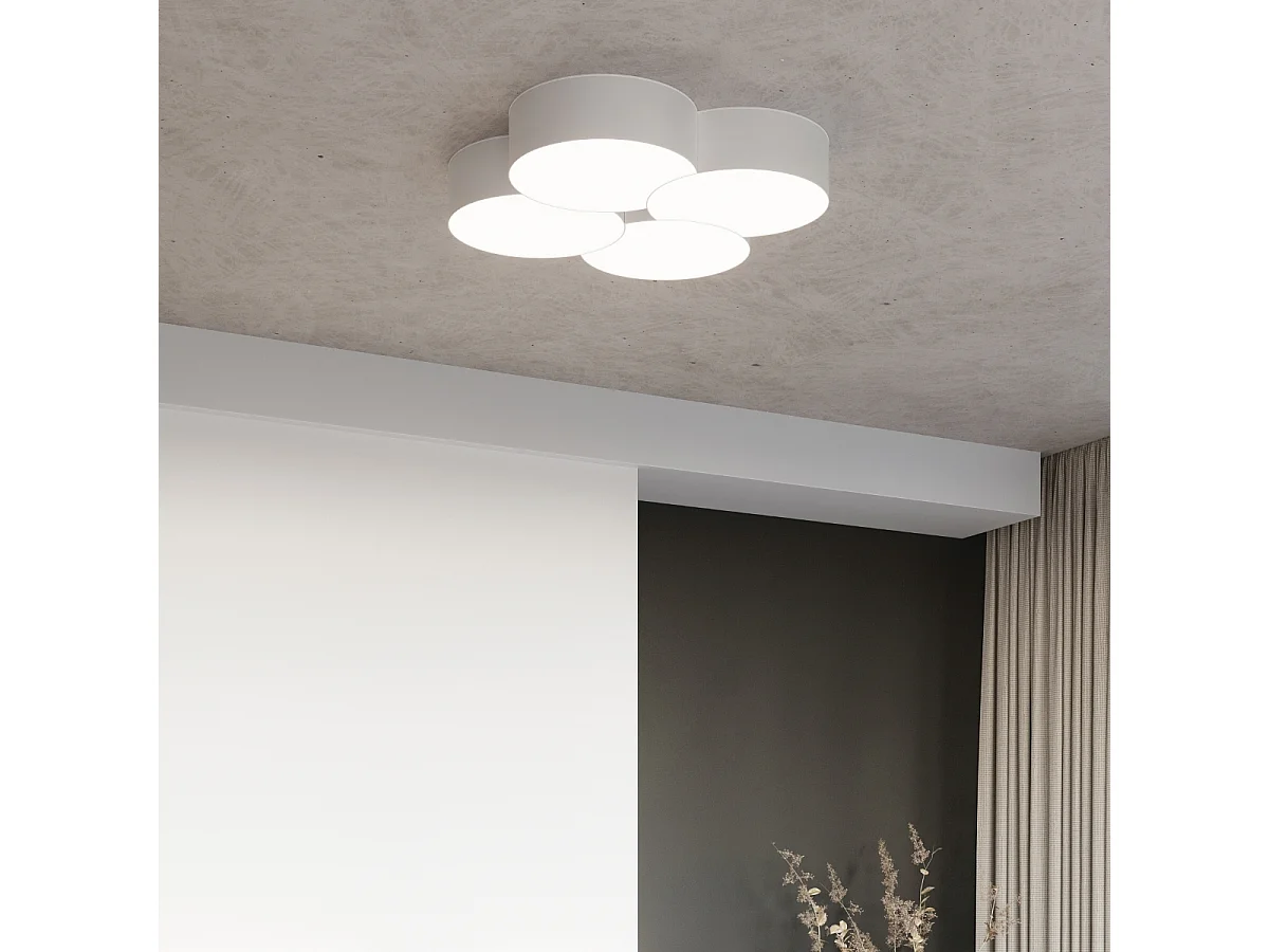 Plafondlampen Circle Modern Van  - 6 Lichtbronnen - L.64,5 X H.11,5 Cm - Wit